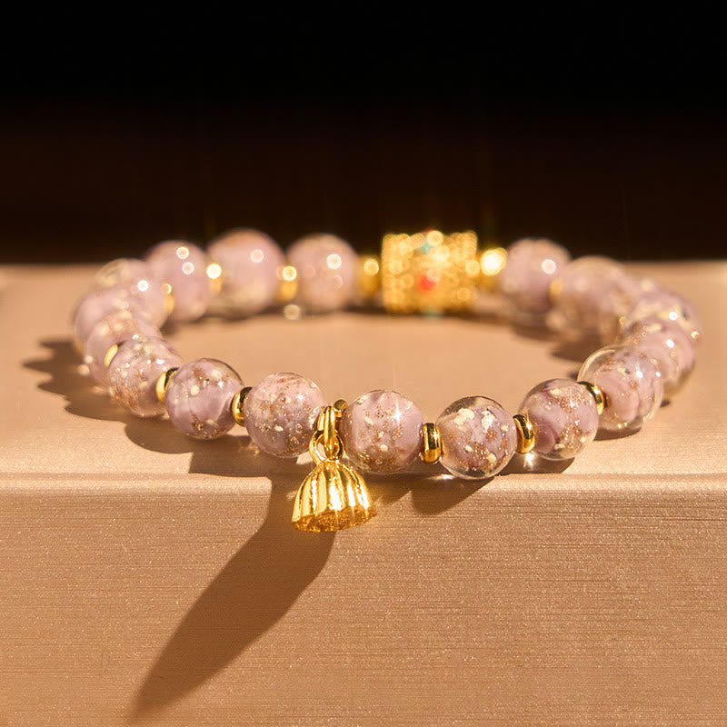 Buddha Stones Paarse Liuli glazen Armband - image 1