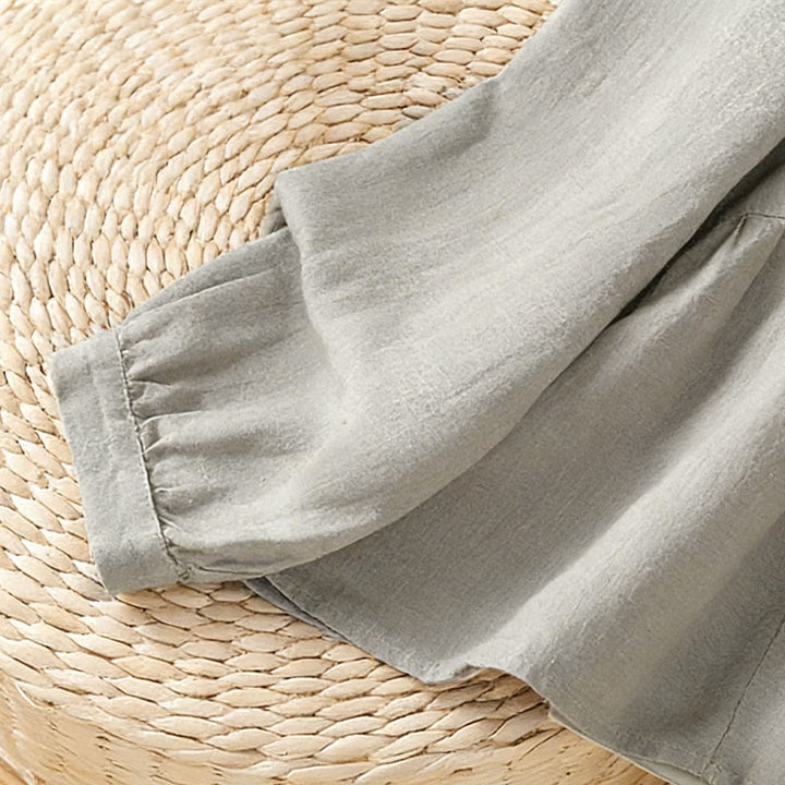 Buddha Stones Herfstcommute patchwork effen design damesoverhemd met Lange mouw en knoopjes van katoen - image 15