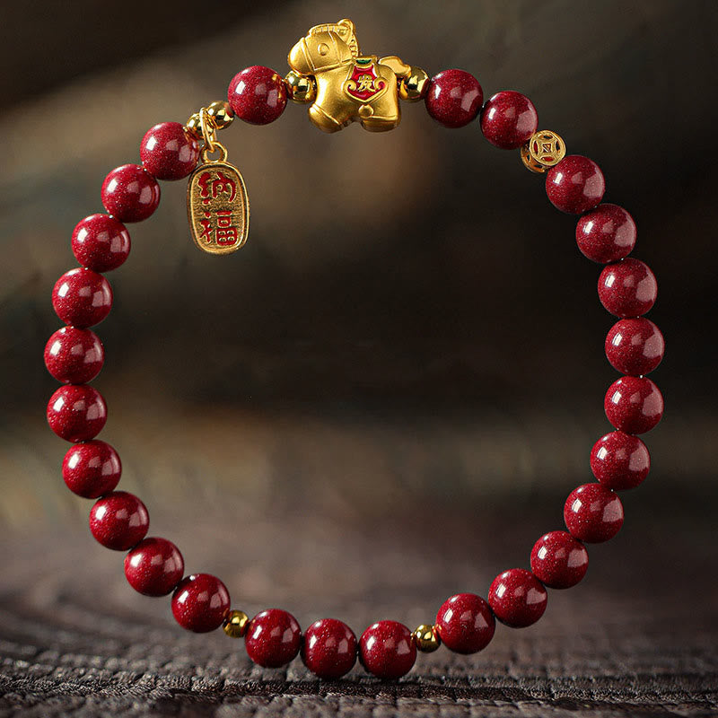Buddha Stones Cinnaber Armband voor het Jaar van het Paard - Cinnaber (Kraalafmeting: 6mm) - 17 cm - image 1