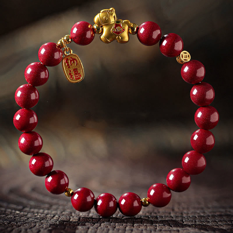 Buddha Stones Cinnaber Armband voor het Jaar van het Paard - Cinnaber (Kraalafmeting: 8mm) - 17 cm - image 2