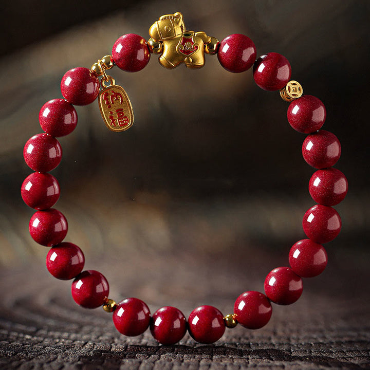 Buddha Stones Cinnaber Armband voor het Jaar van het Paard - Cinnaber (Kraalafmeting: 8mm) - 17 cm - image 2