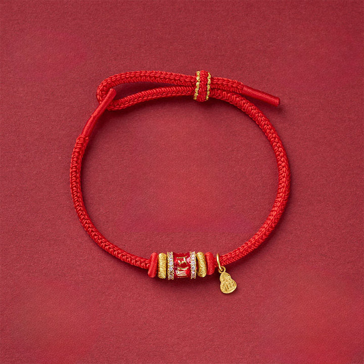 Buddha Stones Om Mani Padme Hum Fu Karakter Koperrode Armband - Koperrood koord Om Mani Padme Hum(Polsomtrek: 13-25 cm) - image 0