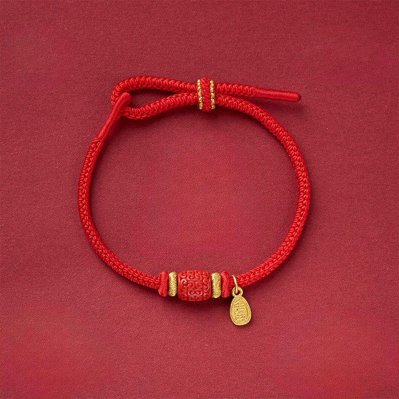 Buddha Stones Om Mani Padme Hum Fu Karakter Koperrode Armband - Koperrode kralenketting met wolkjespatroon (Polsomtrek: 13-25 cm) - image 8