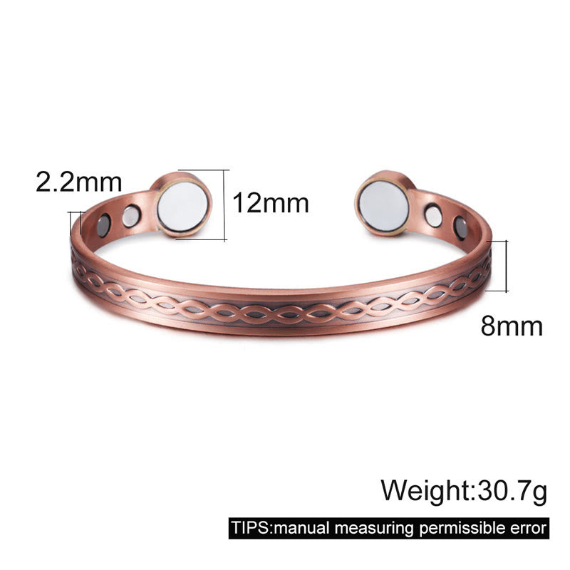 Buddha Stones Ingeweven luspatroon koperen balans geluk open Manchetarmband Bangle - image 4
