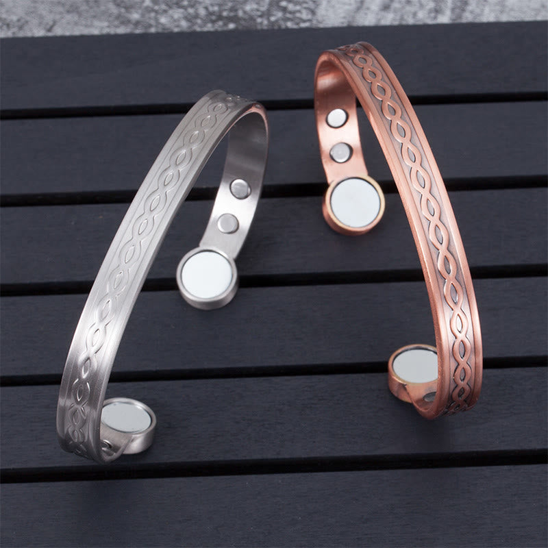 Buddha Stones Ingeweven luspatroon koperen balans geluk open Manchetarmband Bangle - image 11