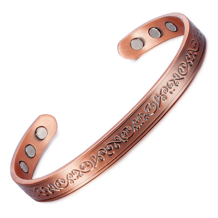 Buddha Stones Gegraveerde , met patroon versierde koperen armband met open Manchetarmband - image 4