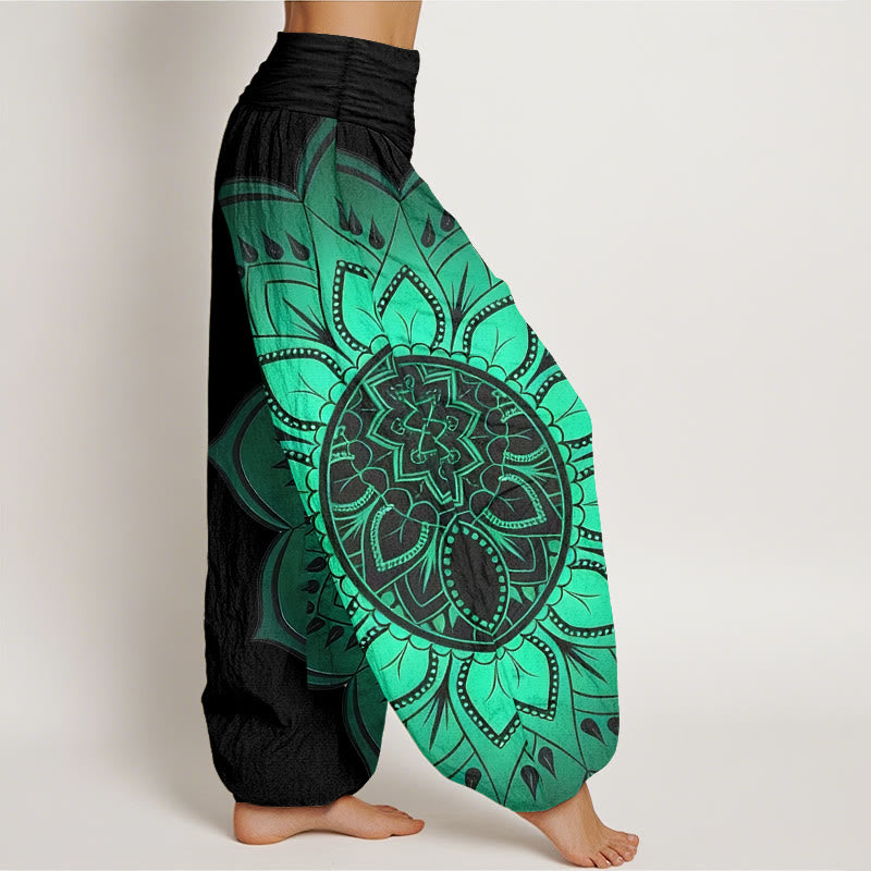 Buddha Stones Dames harembroek met elastische Taille en symmetrisch mandala-patroon van katoen - image 2