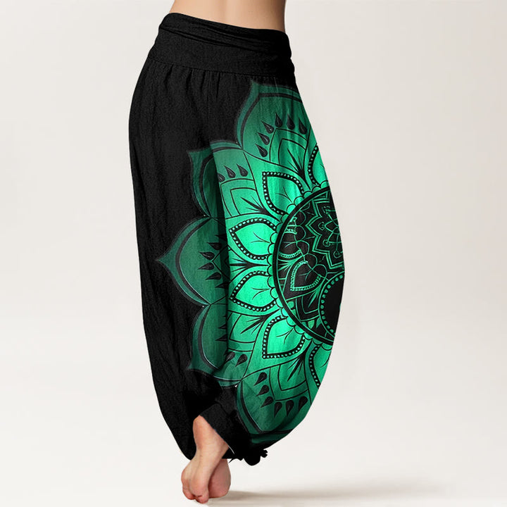 Buddha Stones Dames harembroek met elastische Taille en symmetrisch mandala-patroon van katoen - image 1