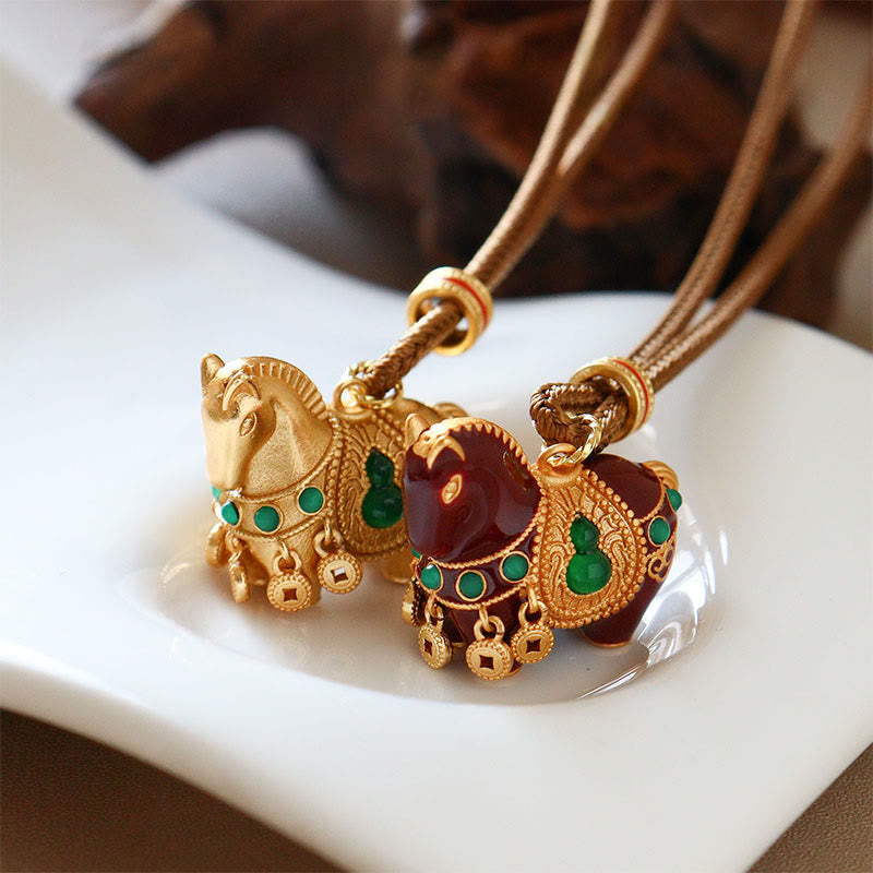 Buddha Stones Jaar van het Paard Koperen Messing Balans Ketting - image 9