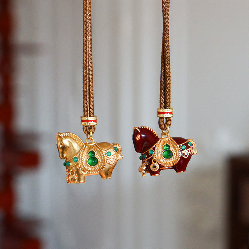 Buddha Stones Jaar van het Paard Koperen Messing Balans Ketting - image 7