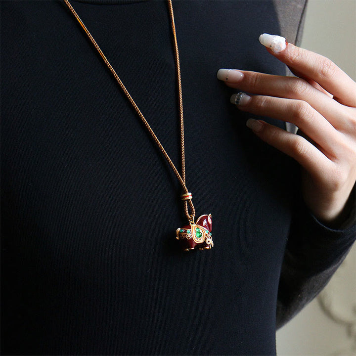Buddha Stones Jaar van het Paard Koperen Messing Balans Ketting - image 1