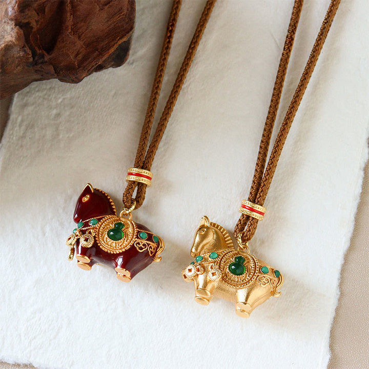 Buddha Stones Jaar van het Paard Koperen Messing Balans Ketting - image 8