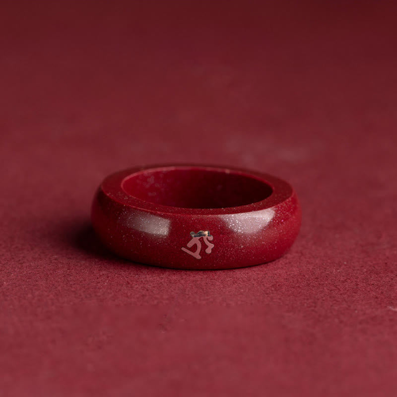 Buddha Stones Chinese dierenriem Jaar van het Paard Cinnaber Ring - image 10