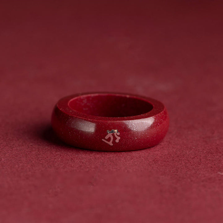 Buddha Stones Chinese dierenriem Jaar van het Paard Cinnaber Ring - image 10