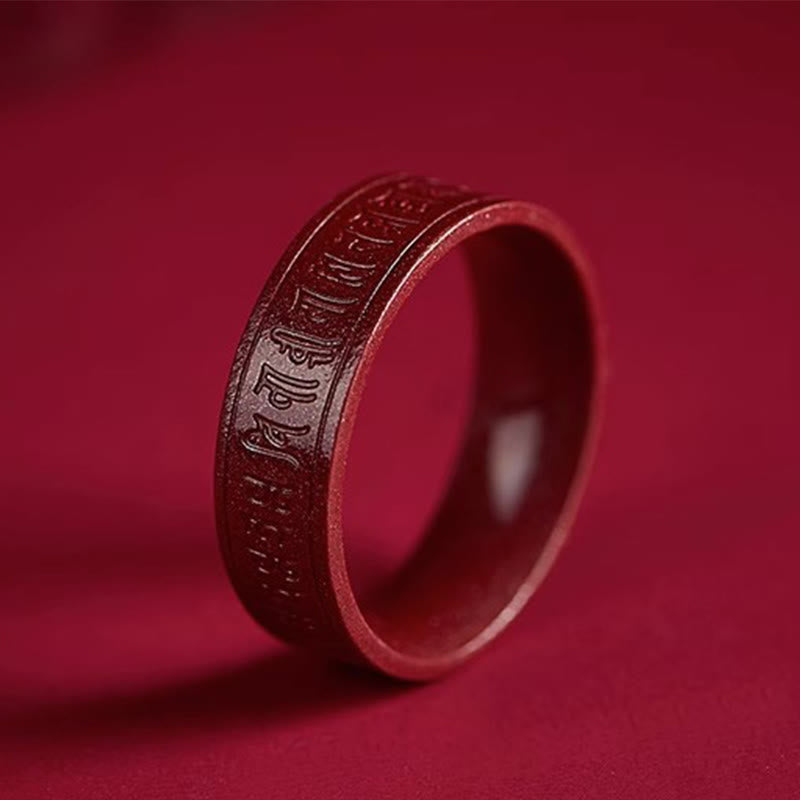 Buddha Stones Cinnaber Om Mani Padme Hum hart Sutra Ring - image 8