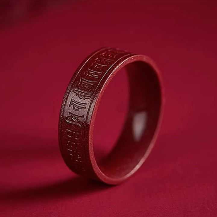 Buddha Stones Cinnaber Om Mani Padme Hum hart Sutra Ring - image 8