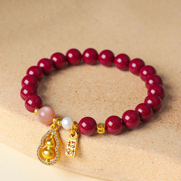 Buddha Stones Cinnaber Armband om Geluk Aan te Trekken - Cinnaber (Polsomtrek: 14-15 cm) - image 0