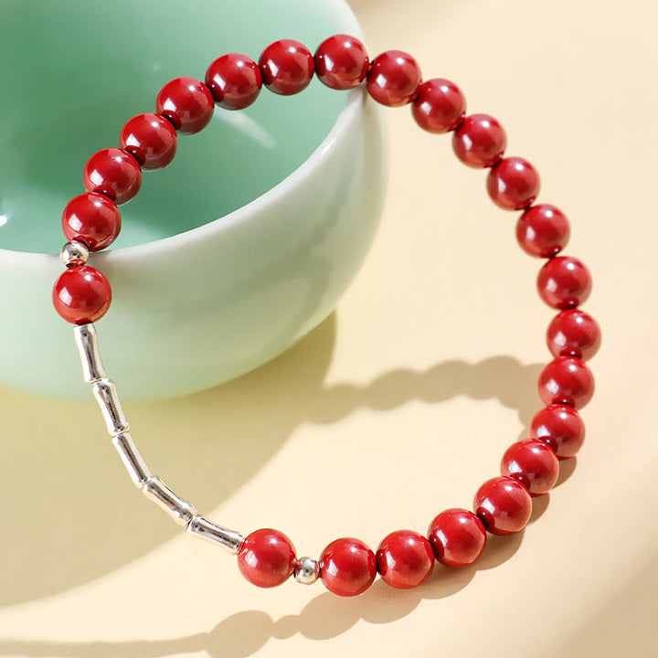 Buddha Stones Cinnabar 925 Sterling Zilveren Kalmerende Concentratie Armband - Rode cinnaber kraal 6mm (Polsomtrek: 14-15 cm) - image 7