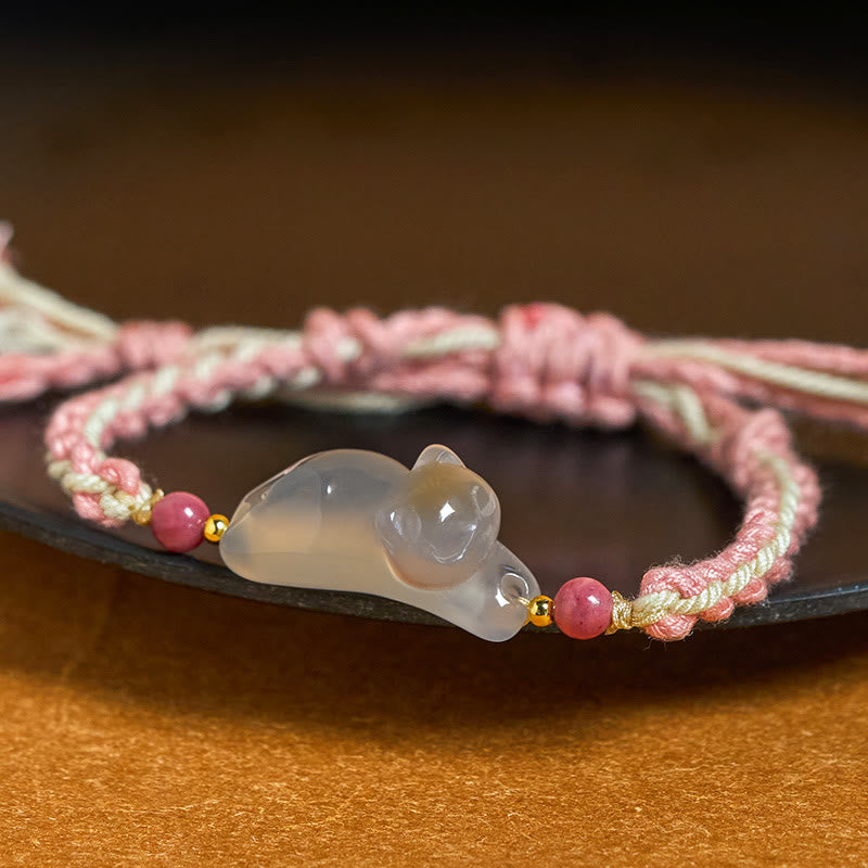 Buddha Stones Chalcedoon Kat Positieve Harmonie Armband - image 1