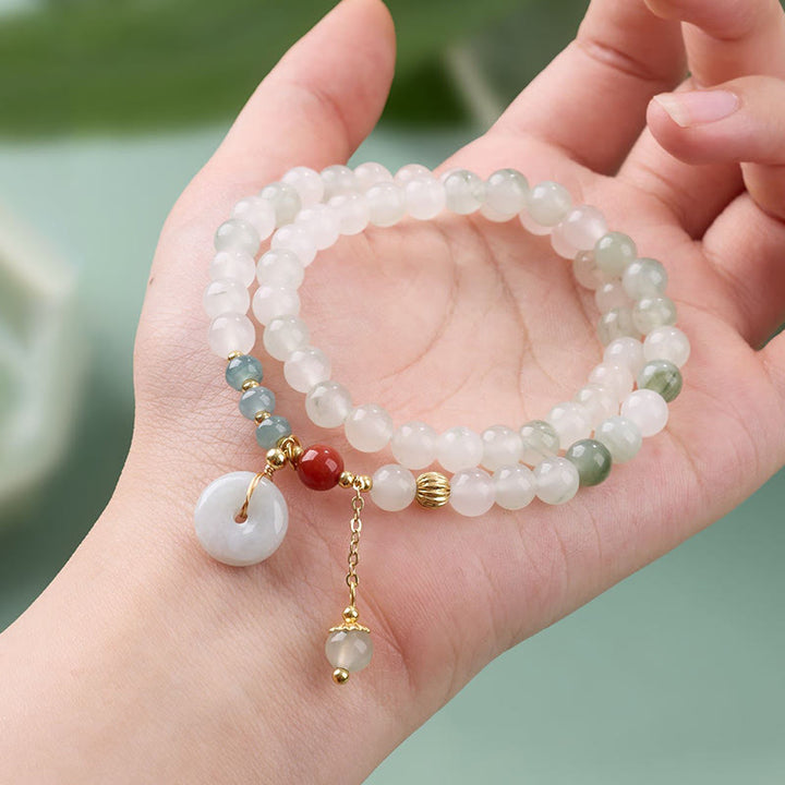 Buddha Stones Jade vredesgesp geluks- en overvloed dubbele Armband - image 3