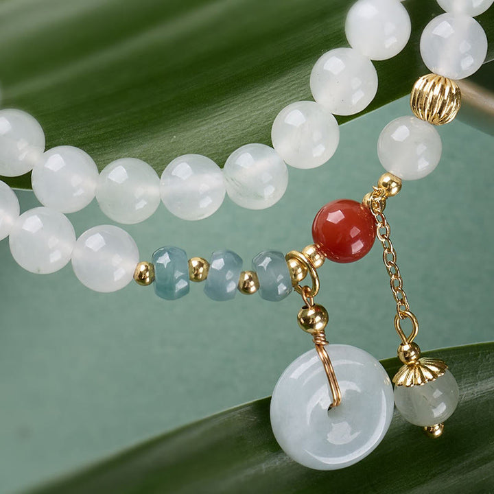 Buddha Stones Jade vredesgesp geluks- en overvloed dubbele Armband - image 4