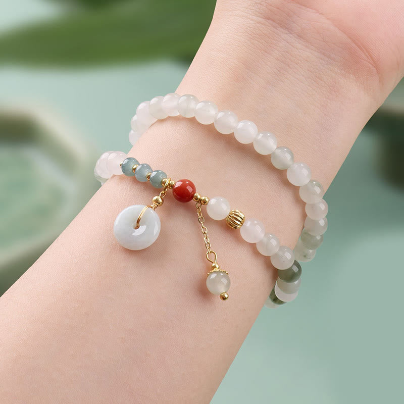 Buddha Stones Jade vredesgesp geluks- en overvloed dubbele Armband - image 2