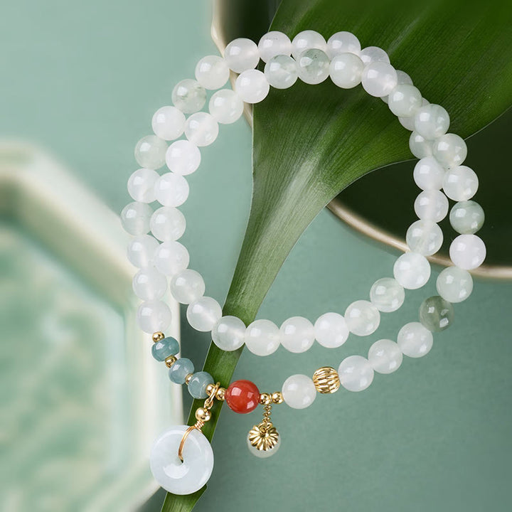 Buddha Stones Jade vredesgesp geluks- en overvloed dubbele Armband - image 1