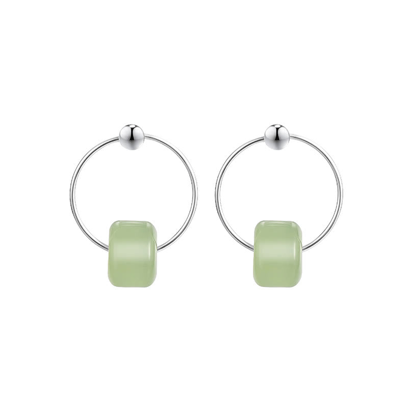 Buddha Stones Oorbellen van 925 sterling zilver met Hetian jade, symbool van voorspoed. - image 9