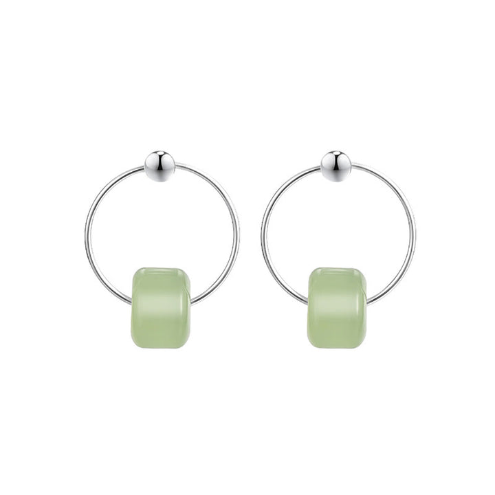 Buddha Stones Oorbellen van 925 sterling zilver met Hetian jade, symbool van voorspoed. - image 9