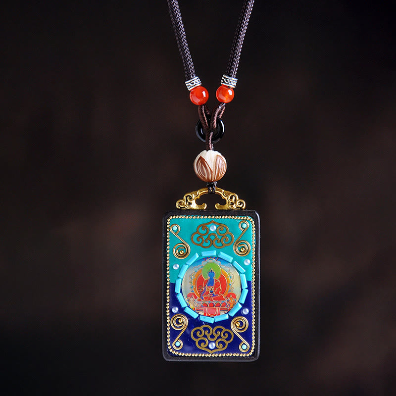 Buddha Stones Halsketting met Ketting van ebbenhout en Medicijn Boeddha - Ebbenhout - image 0