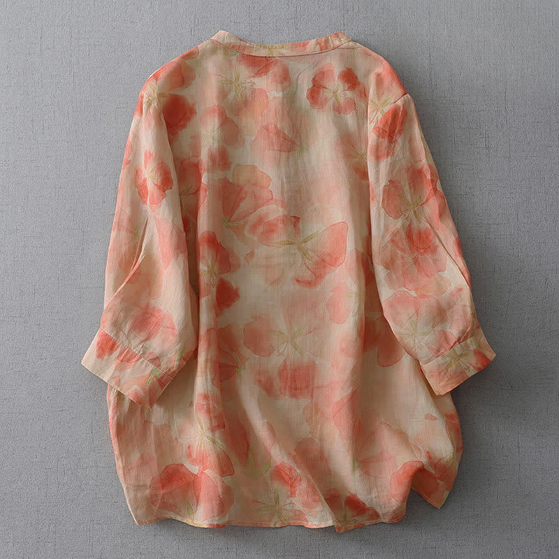 Buddha Stones Ronde hals Lange mouw, met bloemenprint, gemaakt van polyester. - image 7