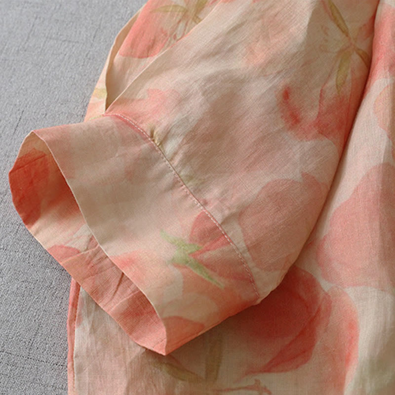 Buddha Stones Ronde hals Lange mouw, met bloemenprint, gemaakt van polyester. - image 14