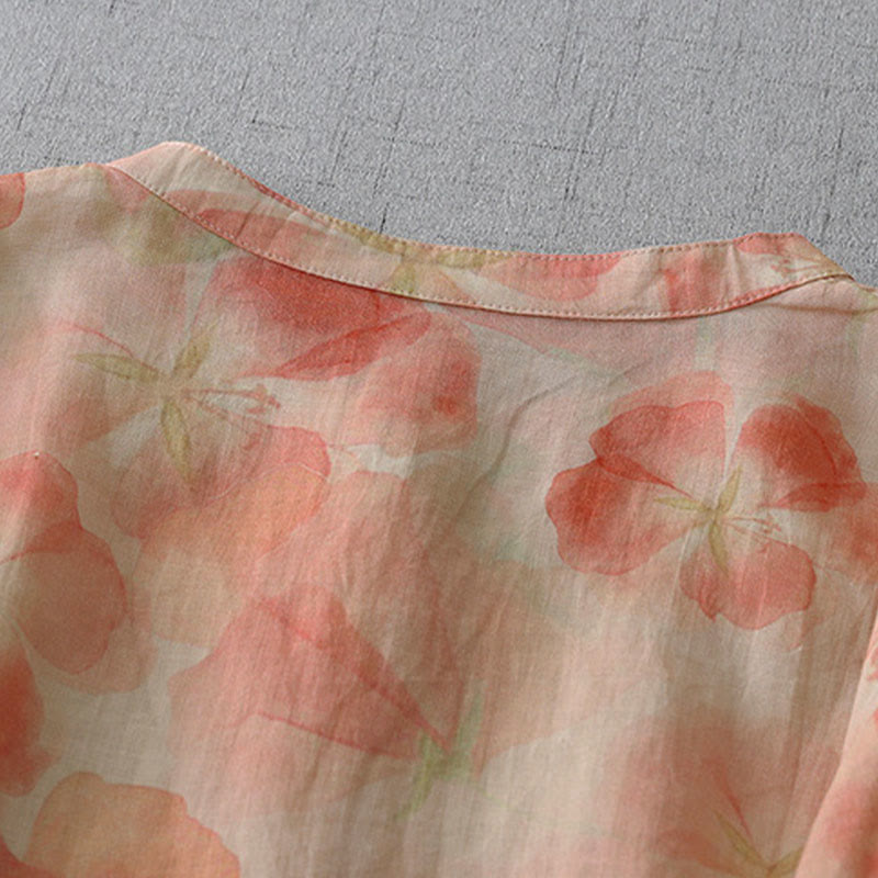 Buddha Stones Ronde hals Lange mouw, met bloemenprint, gemaakt van polyester. - image 10