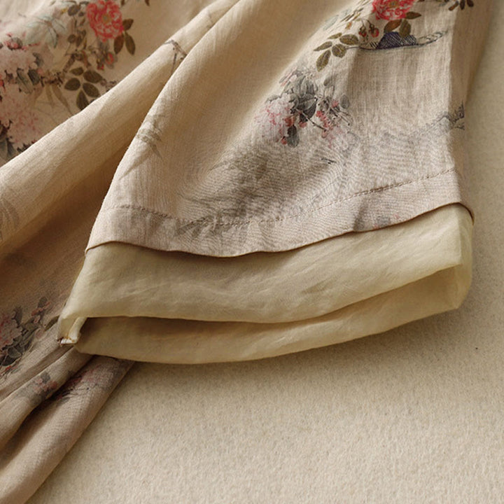 Buddha Stones Damesblouse met witte orchidee, rode bloemen en kikkerknopen, Mouwlengte - image 13