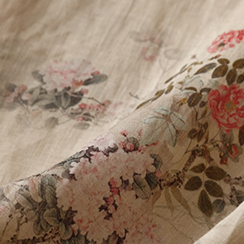 Buddha Stones Damesblouse met witte orchidee, rode bloemen en kikkerknopen, Mouwlengte - image 15