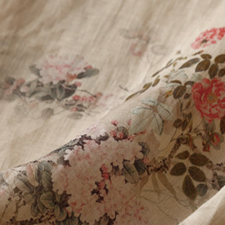 Buddha Stones Damesblouse met witte orchidee, rode bloemen en kikkerknopen, Mouwlengte - image 15
