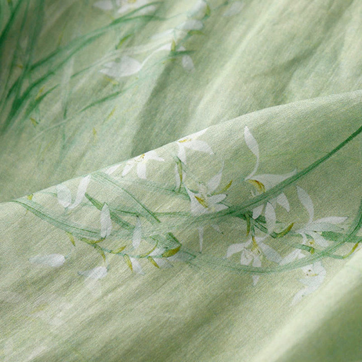 Buddha Stones Damesblouse met witte orchidee, rode bloemen en kikkerknopen, Mouwlengte - image 6