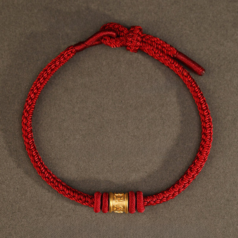 Buddha Stones Handgemaakte Tibetaanse Armband van 999 goud met de tekst "Om Mani Padme Hum" (geluk en bescherming) - image 1