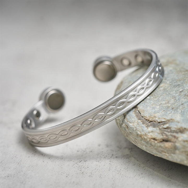 Buddha Stones Ingeweven luspatroon koperen balans geluk open Manchetarmband Bangle - image 8
