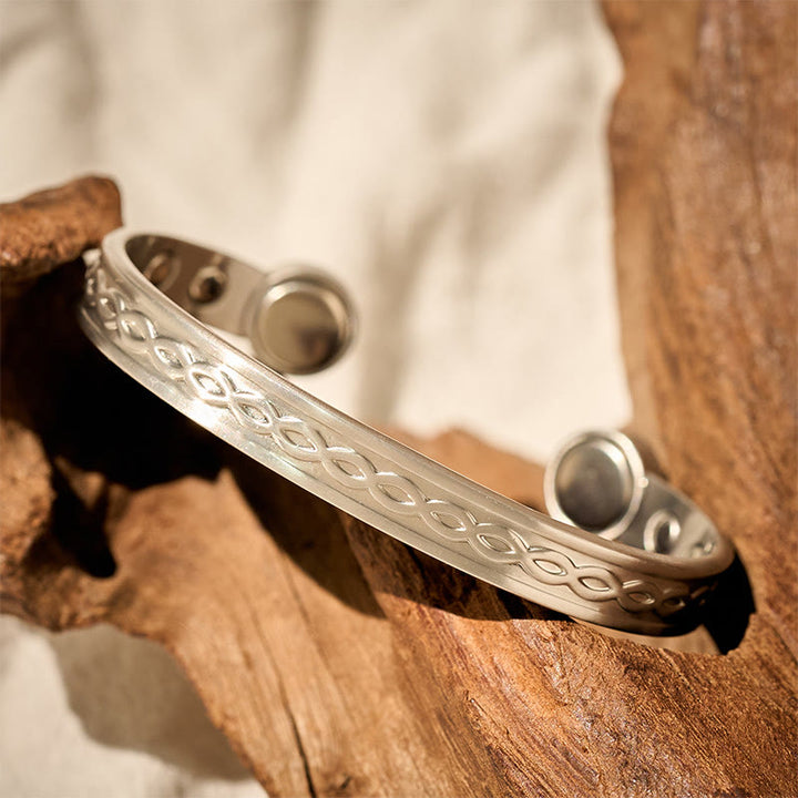 Buddha Stones Ingeweven luspatroon koperen balans geluk open Manchetarmband Bangle - image 9