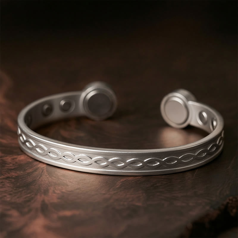 Buddha Stones Ingeweven luspatroon koperen balans geluk open Manchetarmband Bangle - Zilver (Polsomtrek: 15-18 cm) - image 7