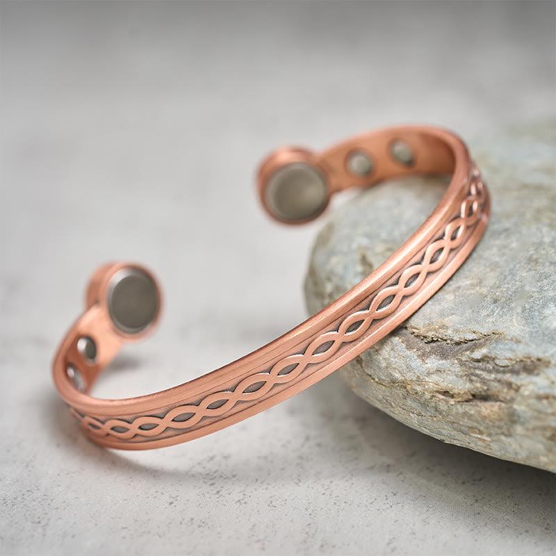 Buddha Stones Ingeweven luspatroon koperen balans geluk open Manchetarmband Bangle - image 2