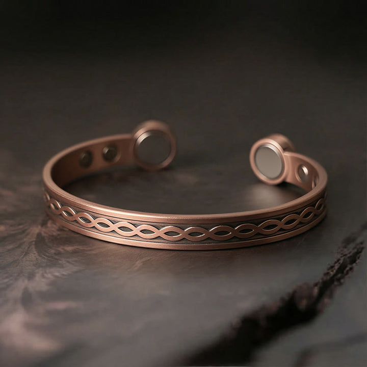 Buddha Stones Ingeweven luspatroon koperen balans geluk open Manchetarmband Bangle - Koper (Polsomtrek: 15-18 cm) - image 0