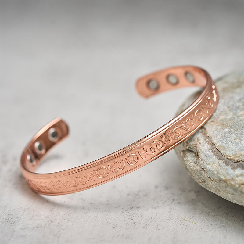 Buddha Stones Gegraveerde , met patroon versierde koperen armband met open Manchetarmband - image 9