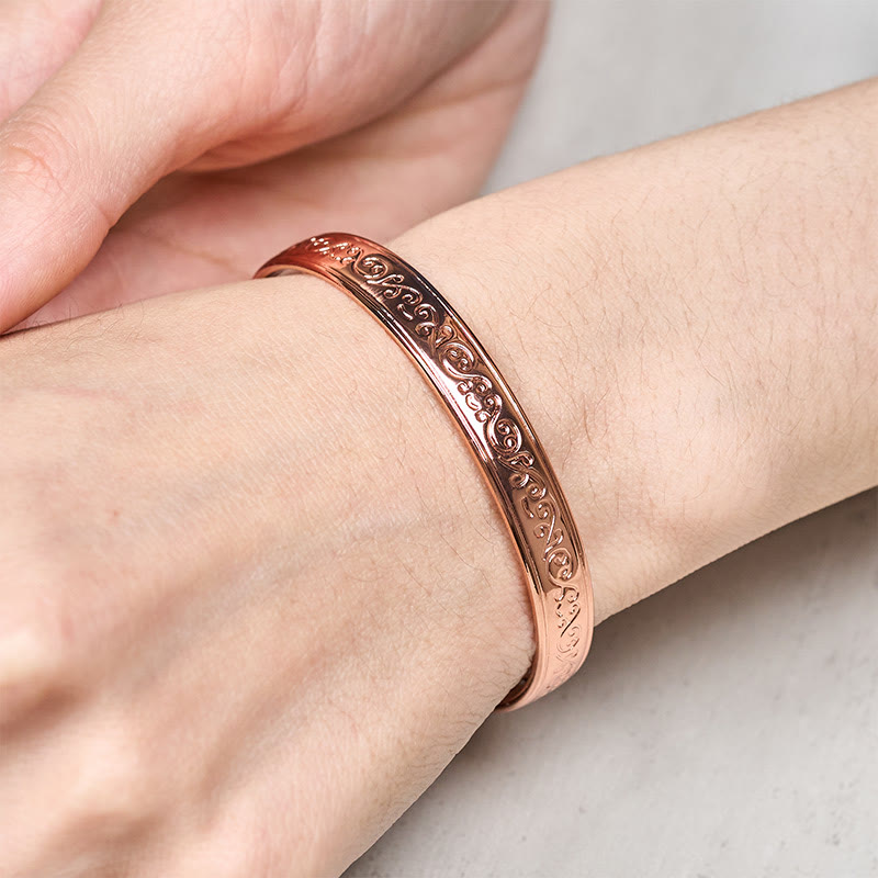 Buddha Stones Gegraveerde , met patroon versierde koperen armband met open Manchetarmband - image 10