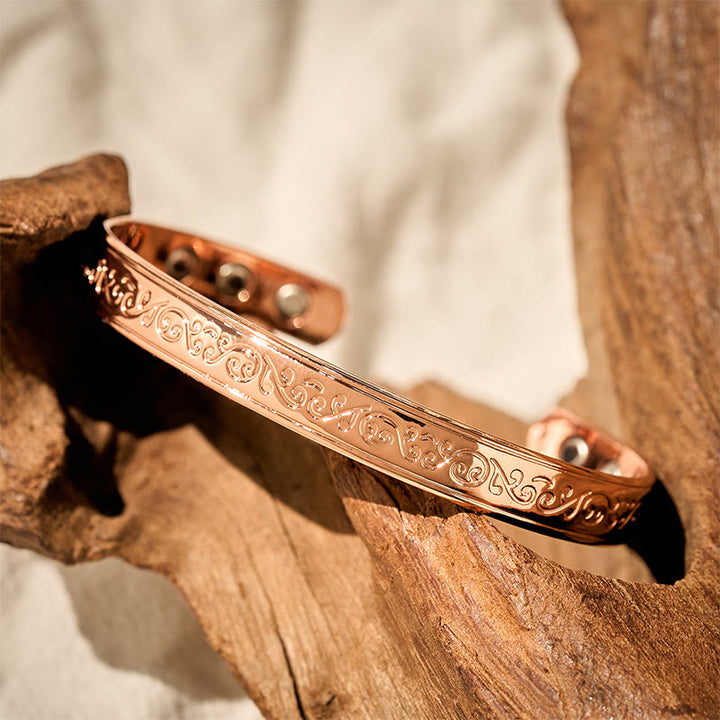 Buddha Stones Gegraveerde , met patroon versierde koperen armband met open Manchetarmband - image 8