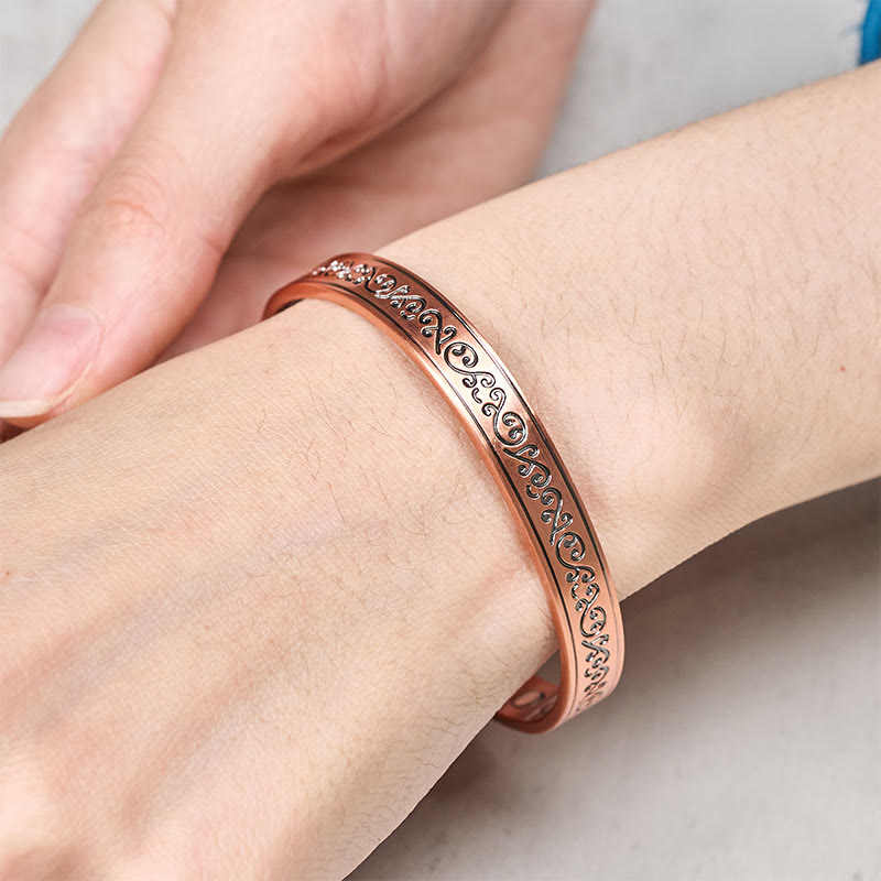 Buddha Stones Gegraveerde , met patroon versierde koperen armband met open Manchetarmband - image 3