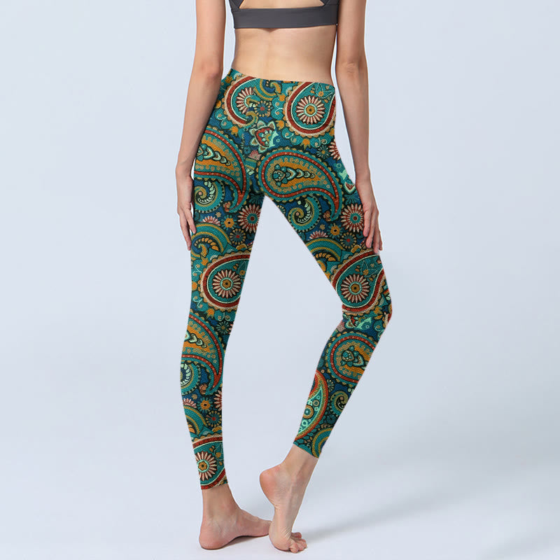 Buddha Stones Retro Paisley Print Gym Leggings Dames Yoga Broek - image 4