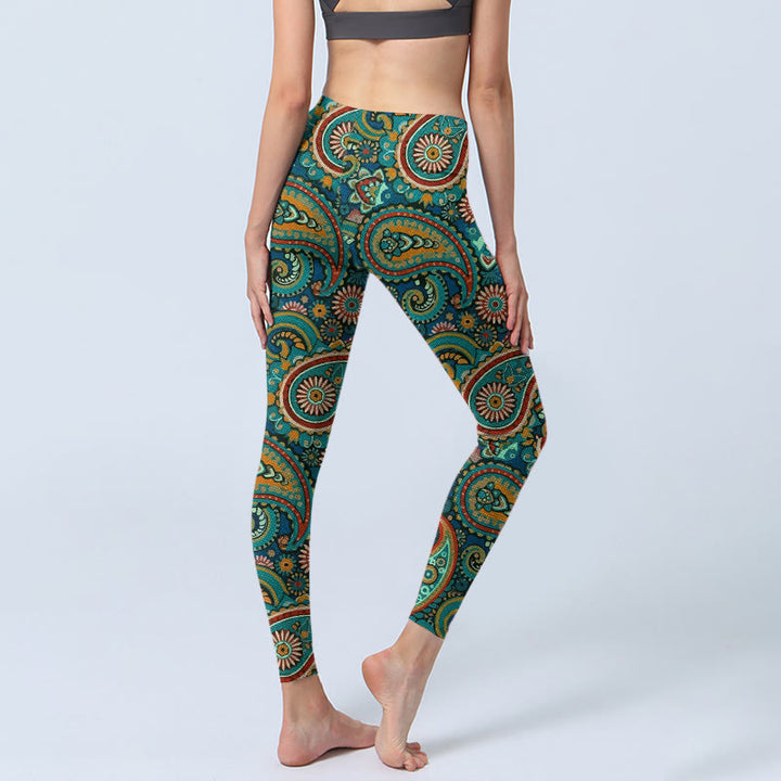 Buddha Stones Retro Paisley Print Gym Leggings Dames Yoga Broek - image 4