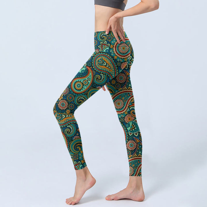 Buddha Stones Retro Paisley Print Gym Leggings Dames Yoga Broek - image 2